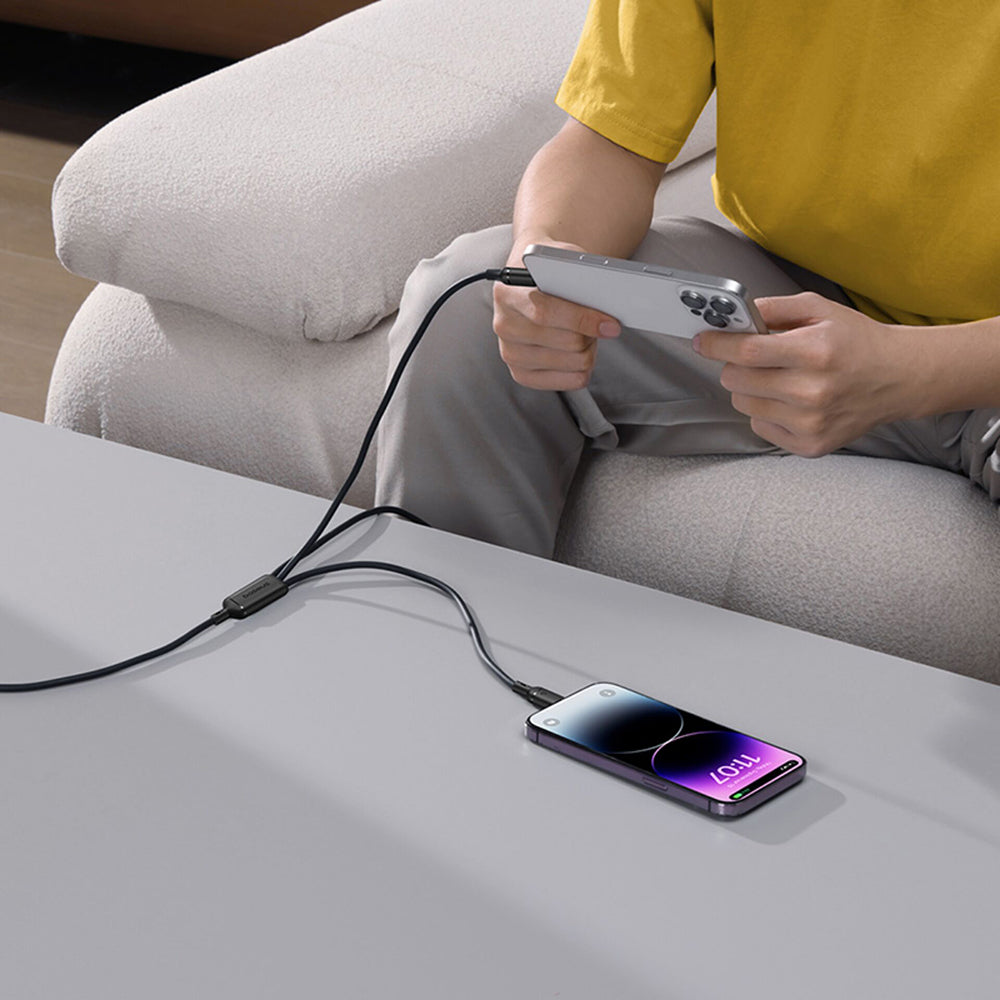 Nabíjací kábel USB-A - Lightning / microUSB / USB-C Baseus Silky 3in1, 100W, 1.5m, Čierny P10377705123-00