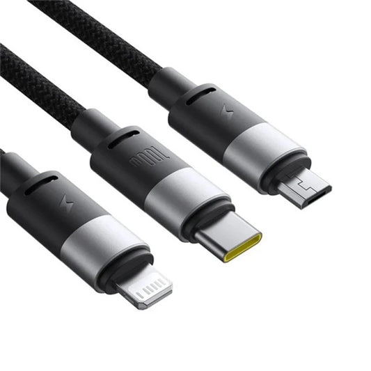 Nabíjací kábel USB-A - Lightning / microUSB / USB-C Baseus StarSpeed 3in1, 100W, 1.5m, Čierny P10319900111-01