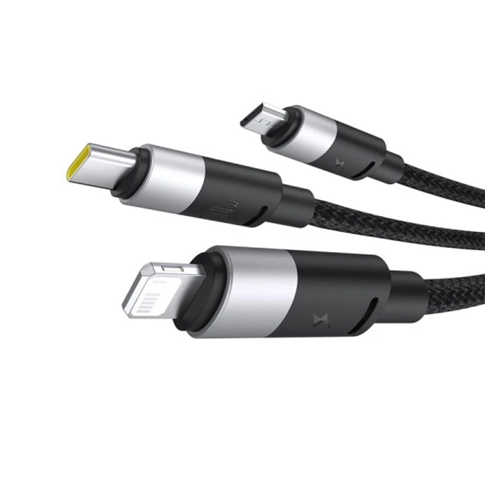Nabíjací kábel USB-A - Lightning / microUSB / USB-C Baseus StarSpeed 3in1, 100W, 1.5m, Čierny P10319900111-01