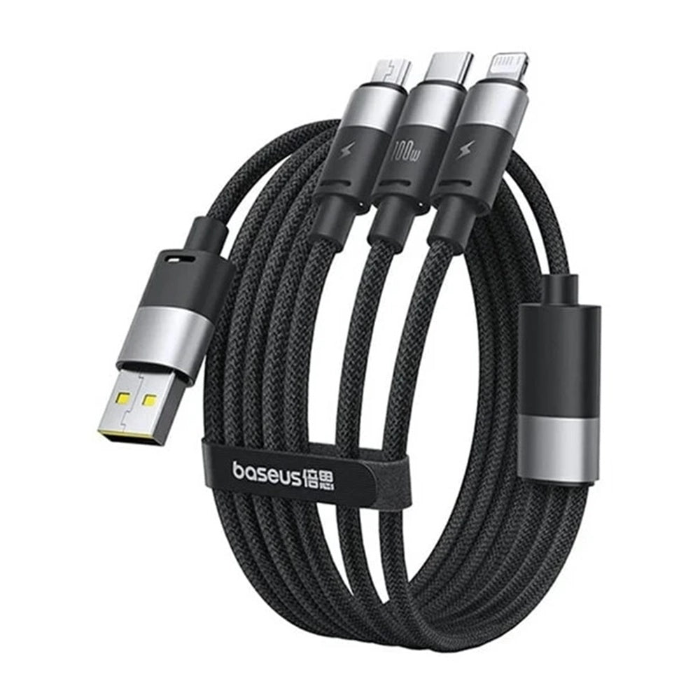 Nabíjací kábel USB-A - Lightning / microUSB / USB-C Baseus StarSpeed 3in1, 100W, 1.5m, Čierny P10319900111-01