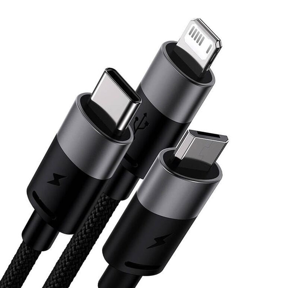 Nabíjací kábel USB-A - Lightning / microUSB / USB-C Baseus StarSpeed 3in1, 100W, 1.5m, Čierny P10319900111-01