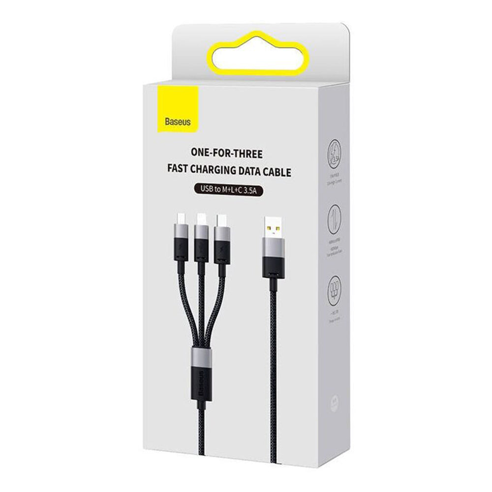 Nabíjací kábel USB-A - Lightning / microUSB / USB-C Baseus StarSpeed 3in1, 100W, 1.5m, Čierny P10319900111-01