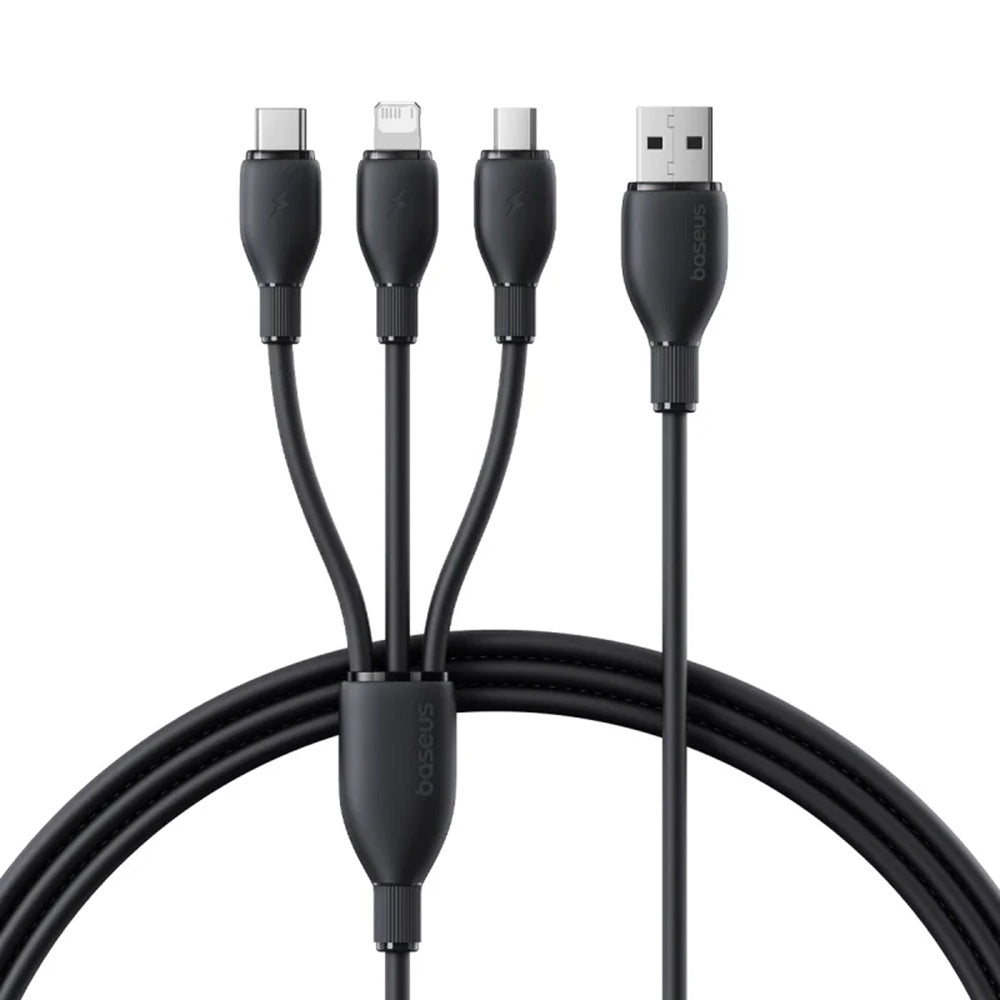Kábel na nabíjanie USB-A - Lightning / microUSB / USB-C Baseus Ultra Fast 3in1, 18W, 1.3m, Čierny P10376303121-00