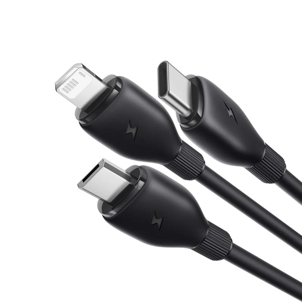 Kábel na nabíjanie USB-A - Lightning / microUSB / USB-C Baseus Ultra Fast 3in1, 18W, 1.3m, Čierny P10376303121-00