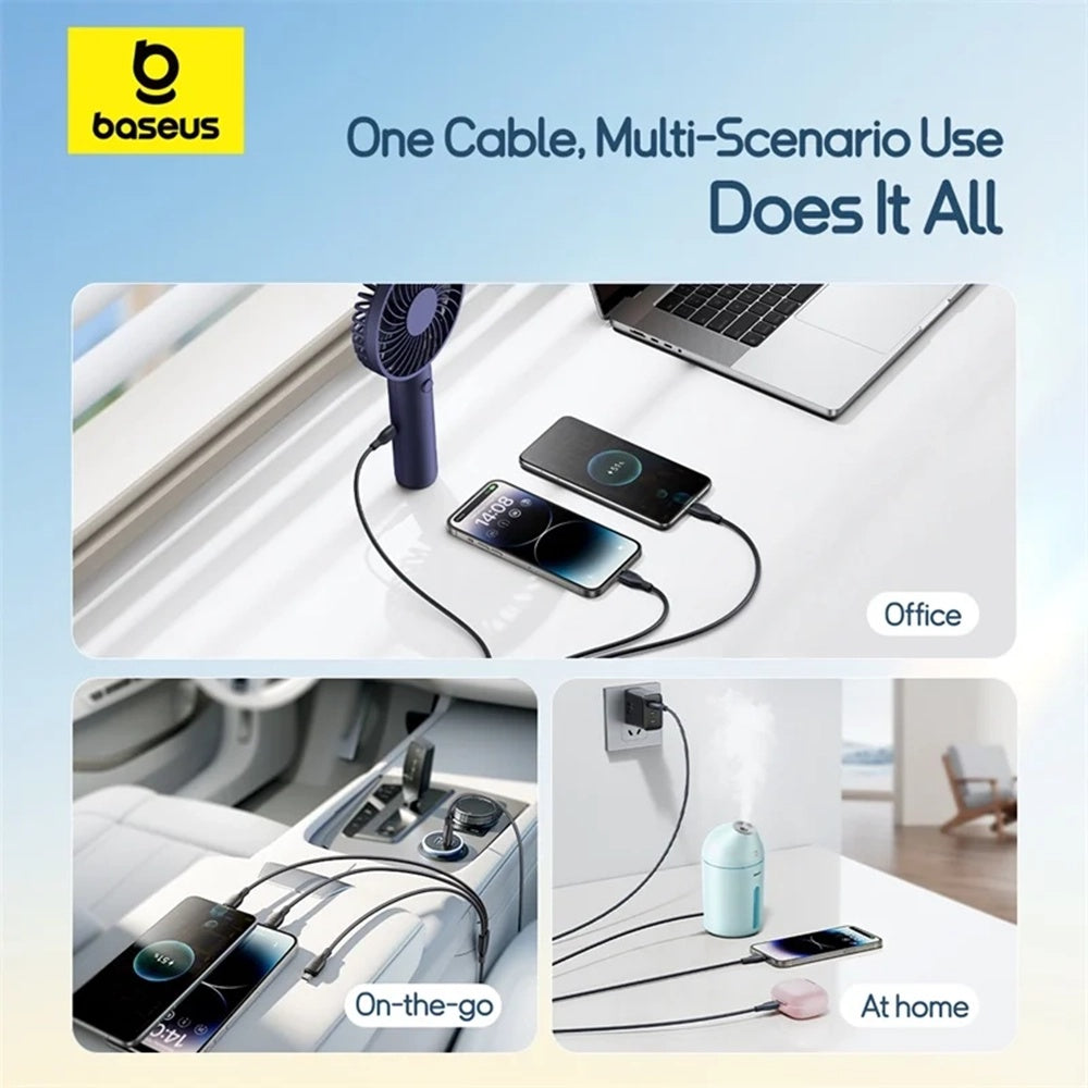 Kábel na nabíjanie USB-A - Lightning / microUSB / USB-C Baseus Ultra Fast 3in1, 18W, 1.3m, Čierny P10376303121-00