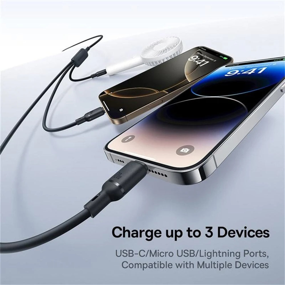 Nabíjací kábel USB-C - Lightning / microUSB / USB-C Baseus Silky 3in1, 100W, 1.5m, Čierny P10376303121-01