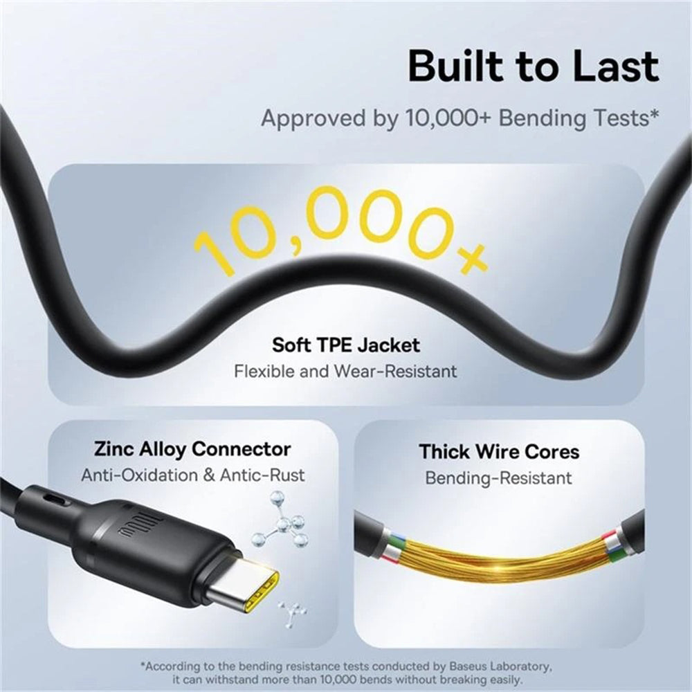 Nabíjací kábel USB-C - Lightning / microUSB / USB-C Baseus Silky 3in1, 100W, 1.5m, Čierny P10376303121-01