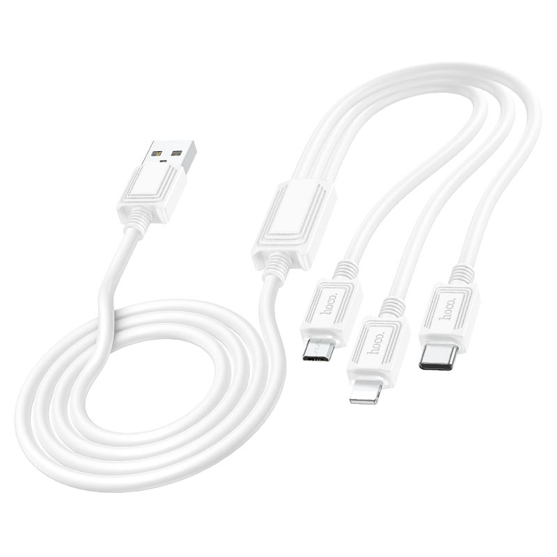 Nabíjací kábel USB-A - Lightning / microUSB / USB-C HOCO X74 3v1, 18W, 1m, Biela