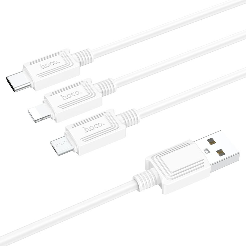 Nabíjací kábel USB-A - Lightning / microUSB / USB-C HOCO X74 3v1, 18W, 1m, Biela