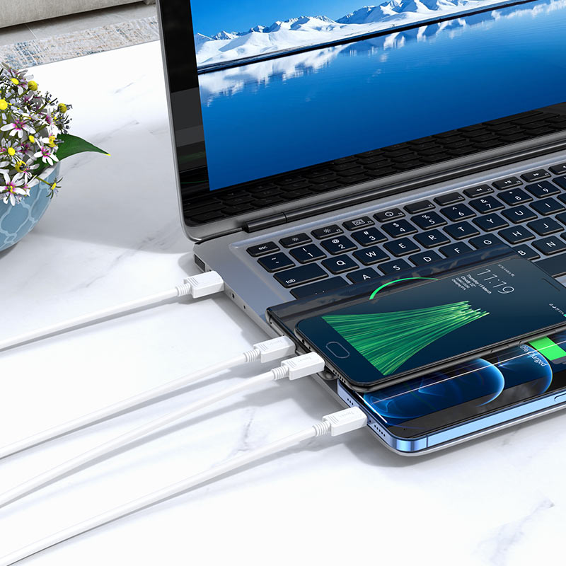 Nabíjací kábel USB-A - Lightning / microUSB / USB-C HOCO X74 3v1, 18W, 1m, Biela