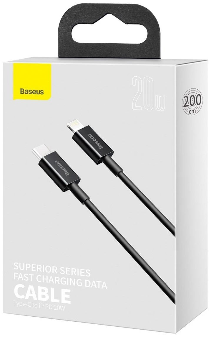 Dátový a nabíjací kábel USB-C - Lightning Baseus Superior Series, 20 W, 2 m, čierny CATLYS-C01