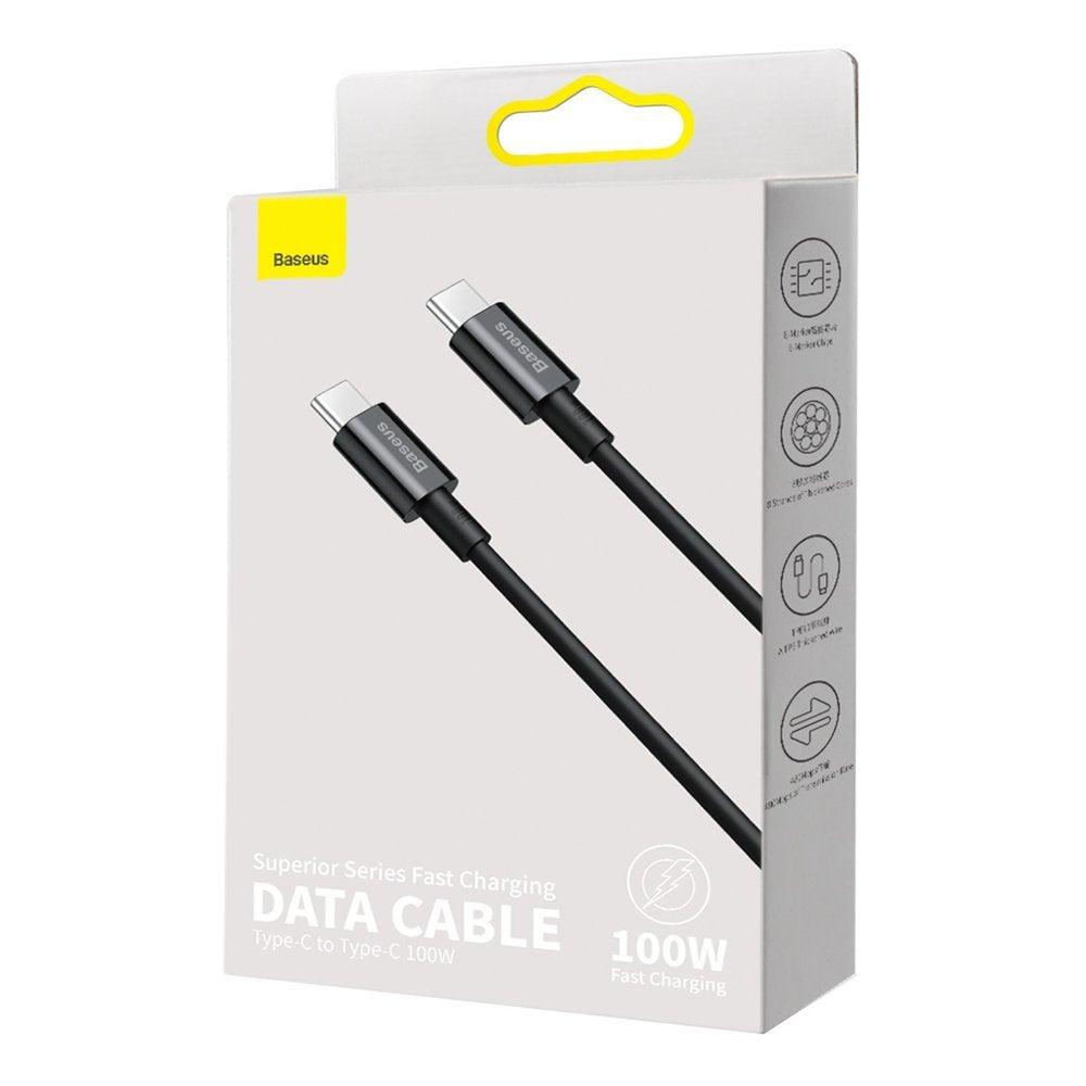 Dátový a nabíjací kábel USB-C - USB-C Baseus Superior Series, 100W, 2m, čierny CATYS-C01
