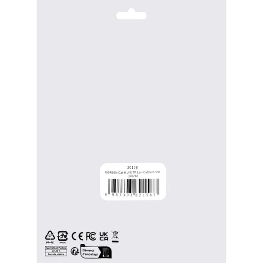 Sieťový kábel UGREEN NW102, UTP, Cat6, 0,5 m, čierny