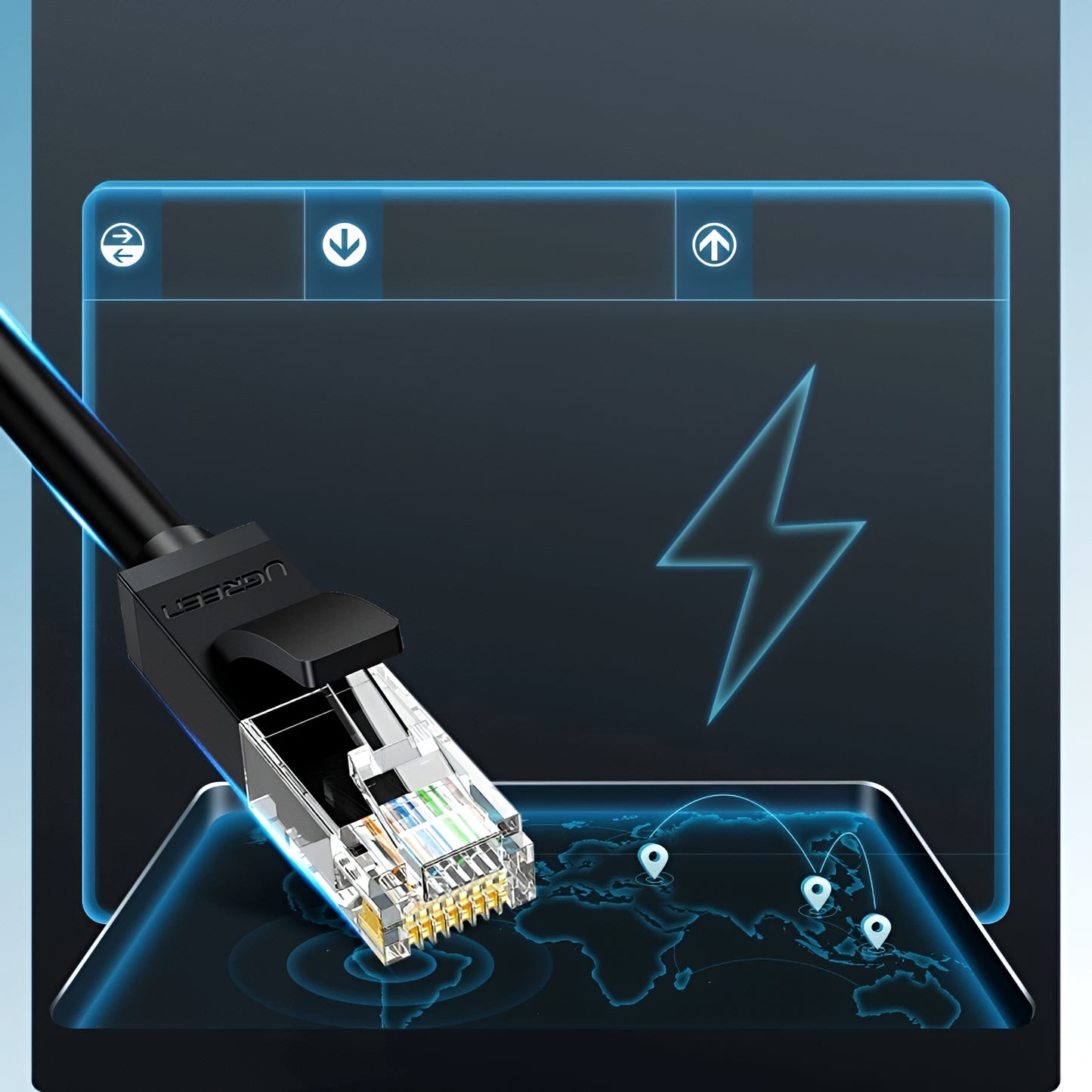 Sieťový kábel UGREEN NW102, UTP, Cat6, 5m, čierny