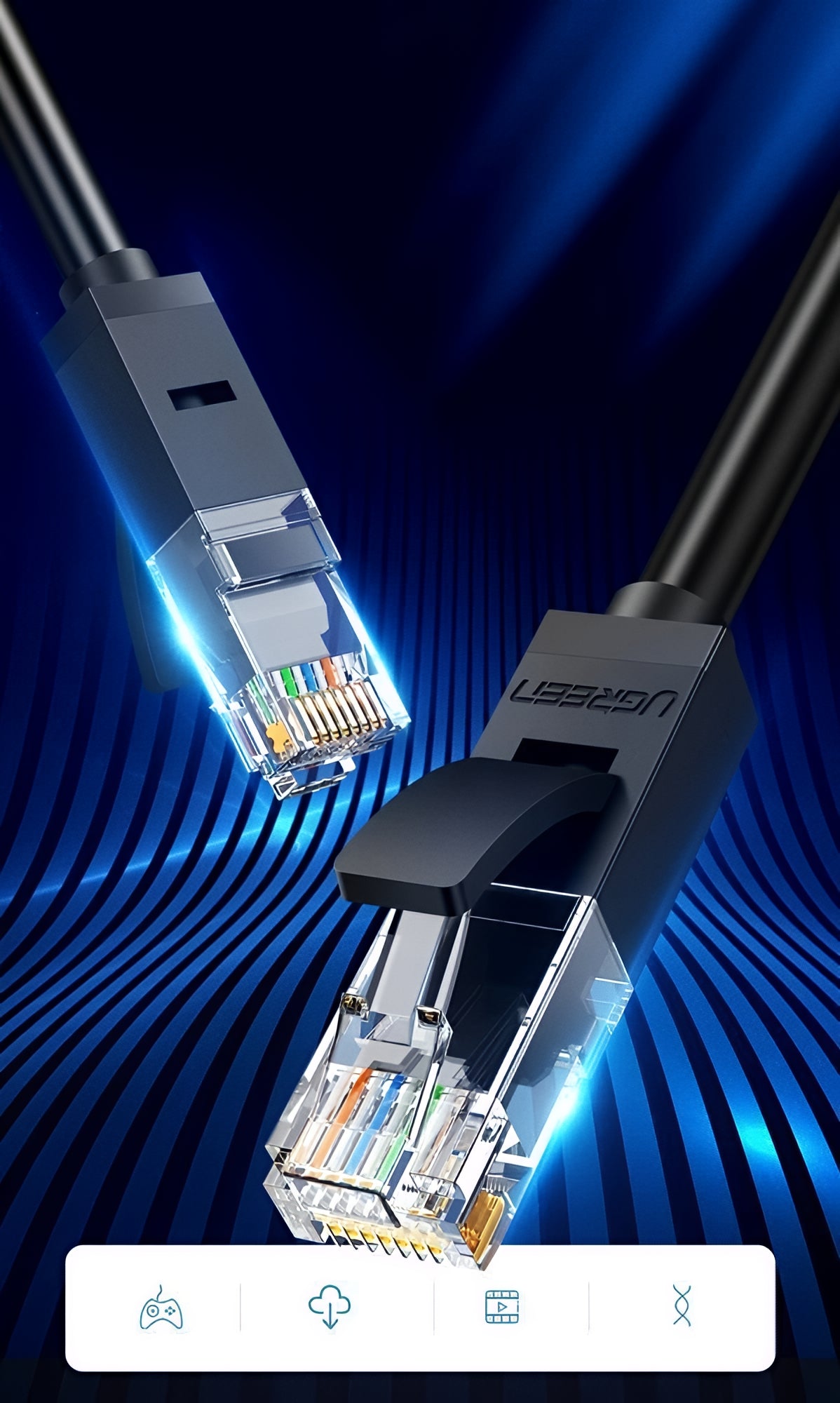 Sieťový kábel UGREEN NW102, UTP, Cat6, 5m, čierny