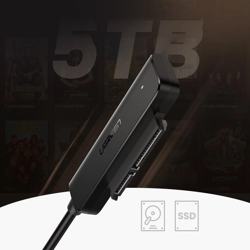 Kábel SATA UGREEN CM321, USB-A 3.0 - SATA 2.5inch, 0.5m, Čierny