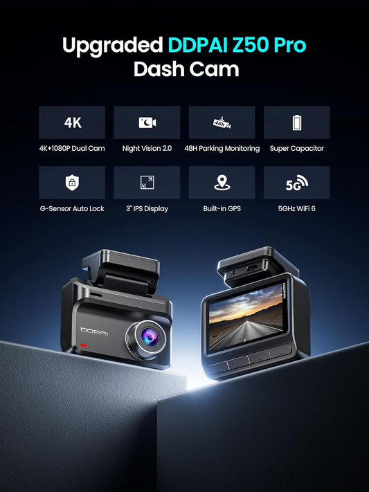 Auto kamera predná zadná DDPAI Z50 Pro Dual, 4K, Wi-Fi, GPS, Displej 3 palce