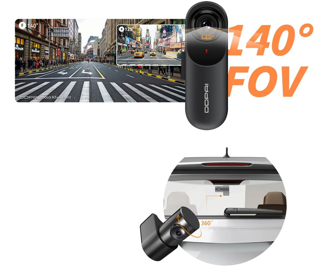 Auto kamera Predná Zadná DDPAI mola N3 Pro, 1600P, Wi-Fi