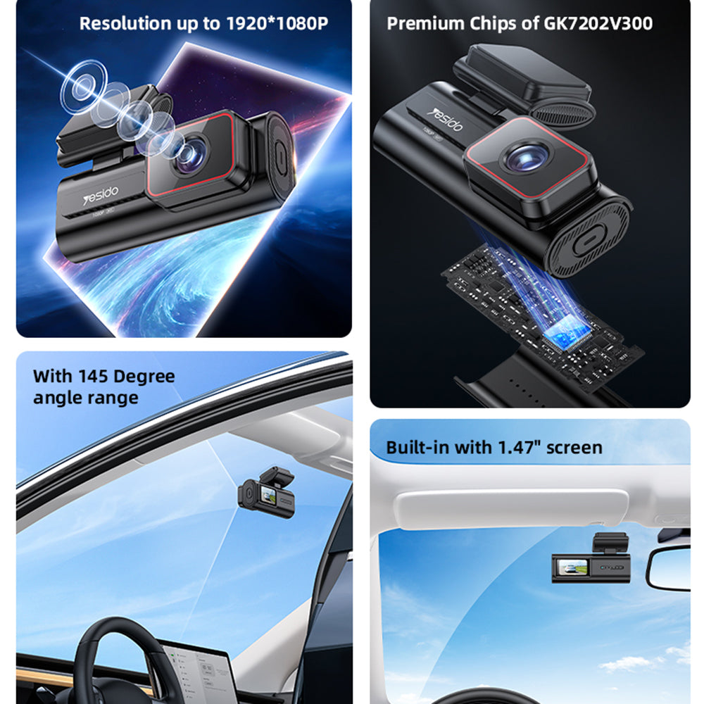 Auto kamera Yesido KM21, 1080P, Wi-Fi, Displej 1.47 palca