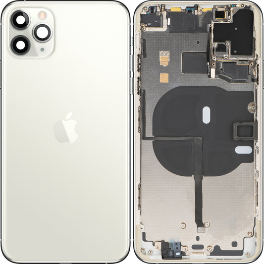 Kryt batérie pre Apple iPhone 11 Pro Max, so stredovým puzdrom, strieborný, vymeniteľný