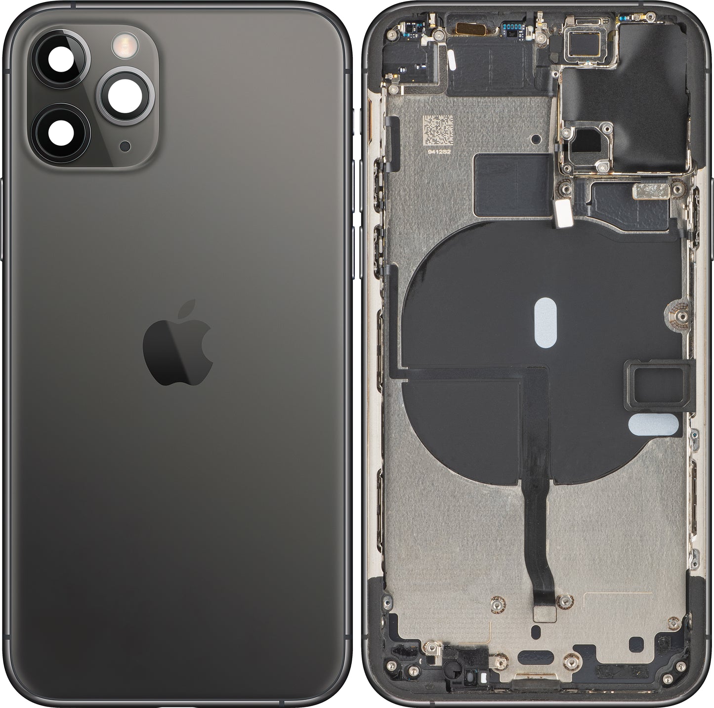 Kryt batérie pre Apple iPhone 11 Pro, so stredovým puzdrom, čierny (vesmírne sivý), Swap