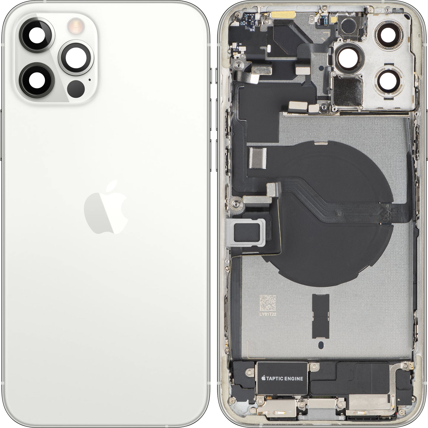 Kryt batérie Apple iPhone 12 Pro Max, S prostredným krytom, Kompletné diely, Strieborný, Swap