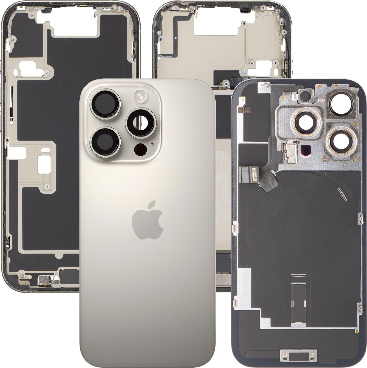 Kryt batérie Apple iPhone 16 Pro, S stredným krytom, Kompletné diely, Béžová (Prírodný titán), Swap