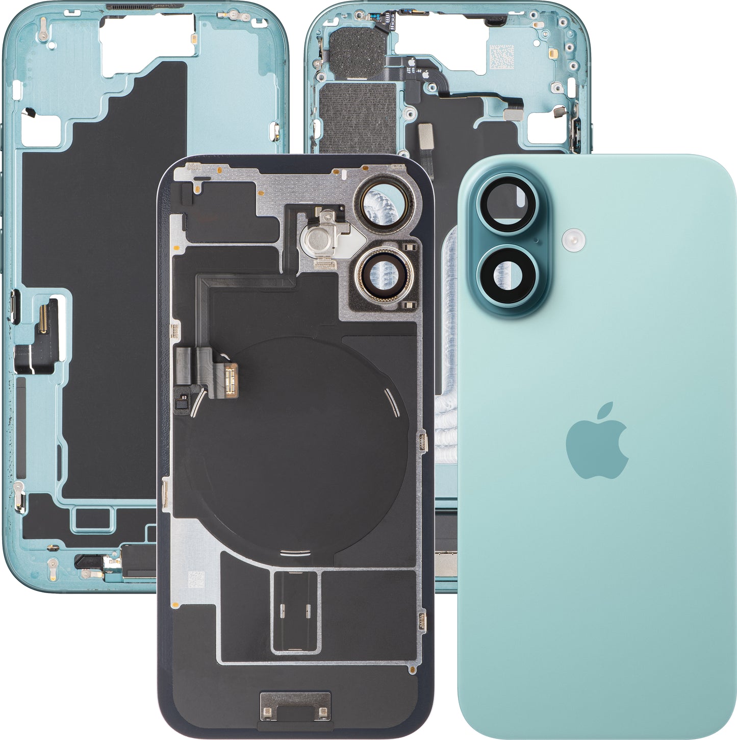 Kryt batérie Apple iPhone 16, S Stredným Krytom, Kompletné Diely, Zelená (Teal), Swap