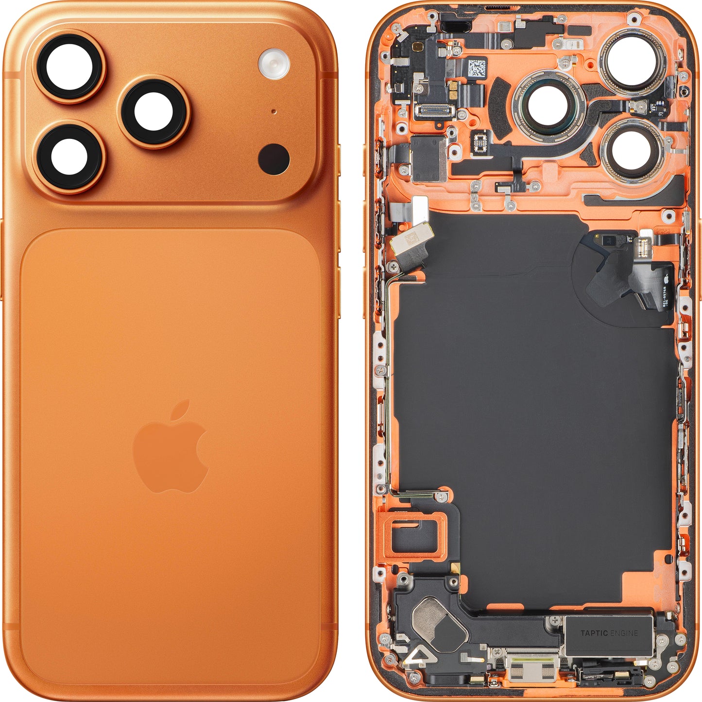 Kryt batérie Apple iPhone 17 Pro, S Stredným Krytom, Kompletné Diely, Oranžový (Cosmic Orange), Swap