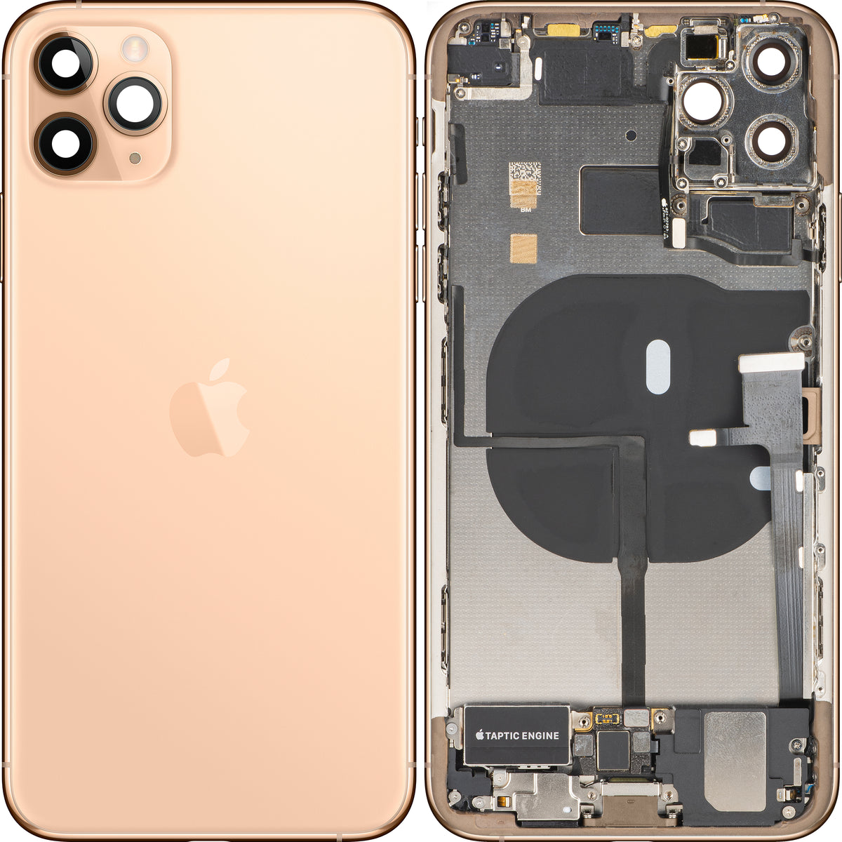 Kryt batérie Apple iPhone 11 Pro Max, so stredným krytom, kompletné diely, zlatý (matné zlato), prémiová výmena