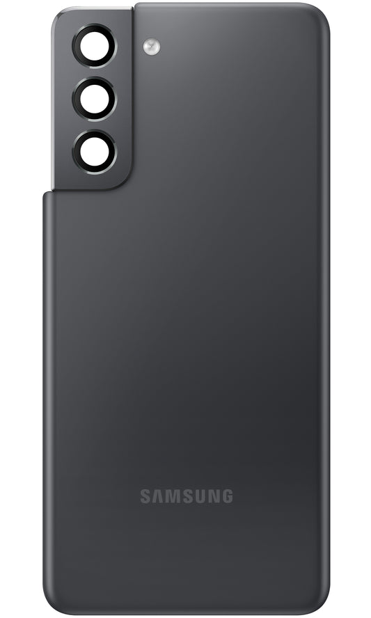 Samsung Galaxy S21 5G G991 Kryt batérie, so skleneným bleskom - sklenená zadná strana fotoaparátu, sivý (Phantom Gray), z druhej ruky