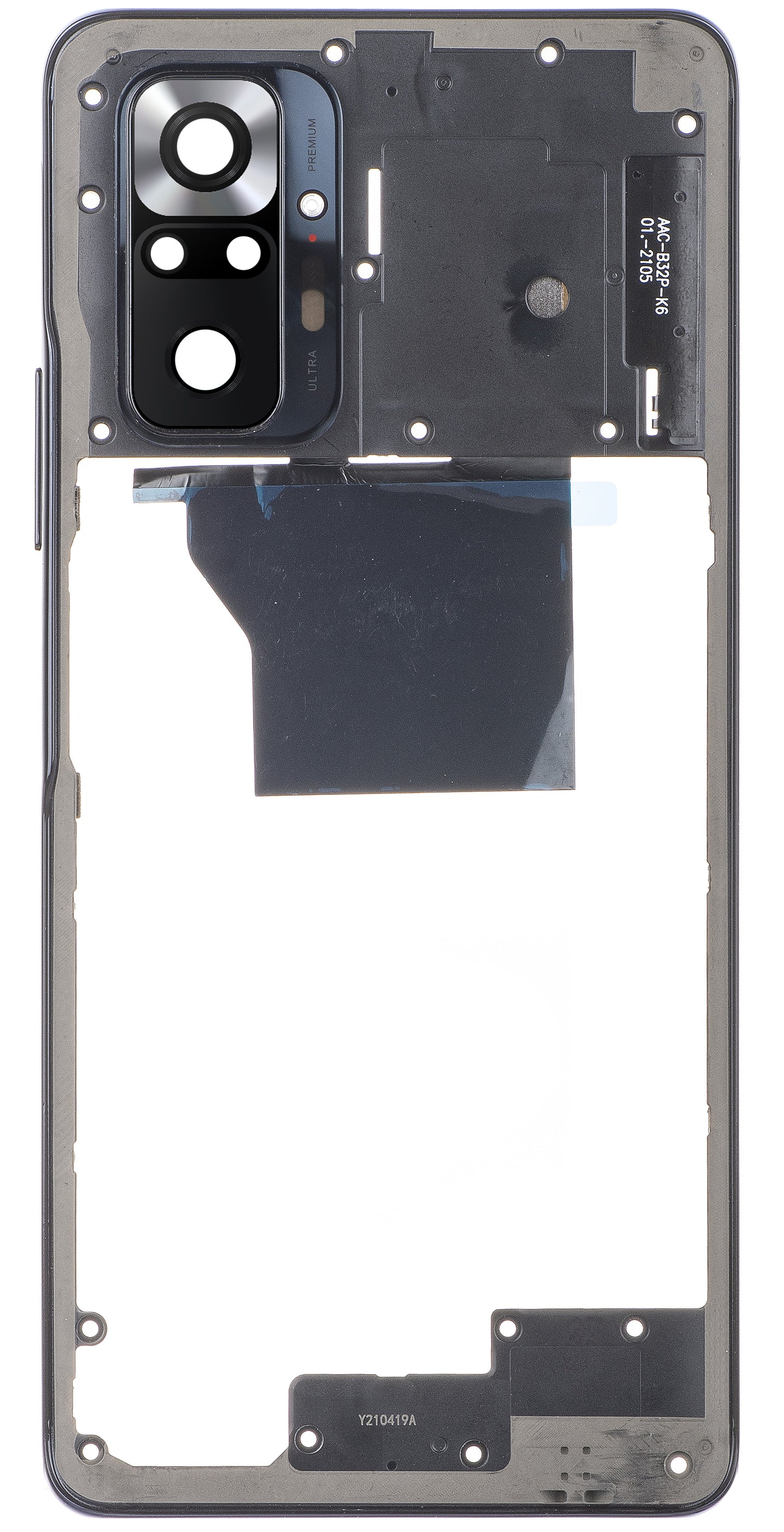 Stredný kryt - zadné sklo kamery Xiaomi Redmi Note 10 Pro, sivá