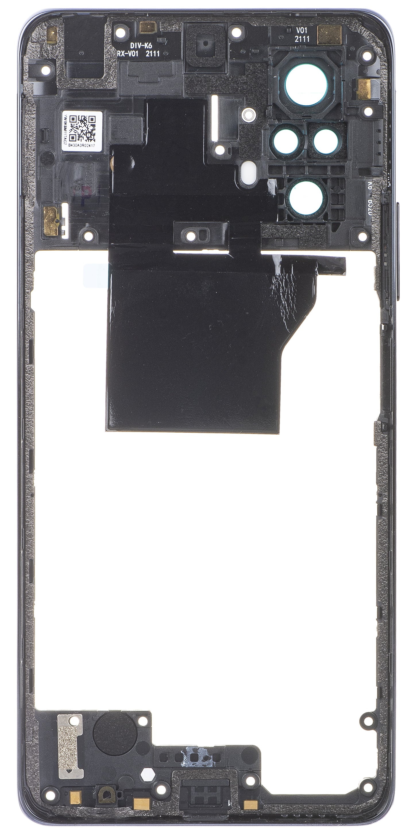 Stredný kryt - zadné sklo kamery Xiaomi Redmi Note 10 Pro, sivá
