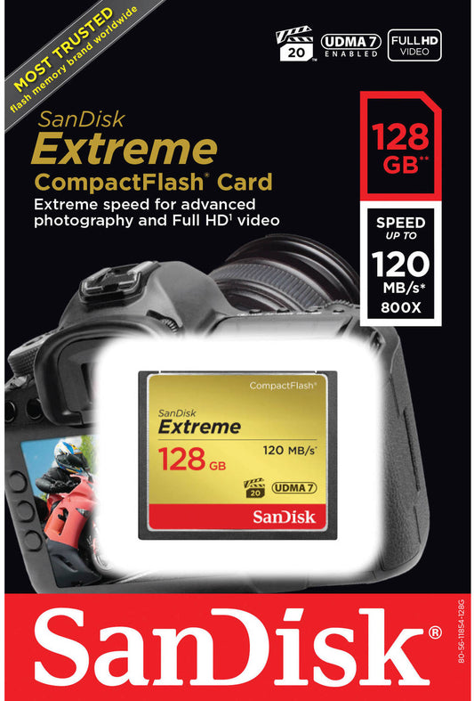 Pamäťová karta CompactFlash SanDisk Extreme, 128Gb, UDMA 7 SDCFXSB-128G-G46