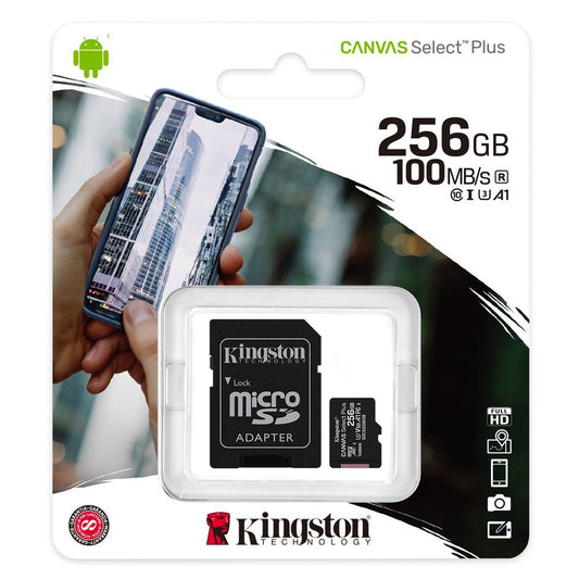 Pamäťová karta Kingston Canvas Select Plus Android A1 microSDXC Kingston Canvas Select Plus Android A1, 256Gb, Class 10 / UHS-1 U1, s adaptérom SDCS2/256GB