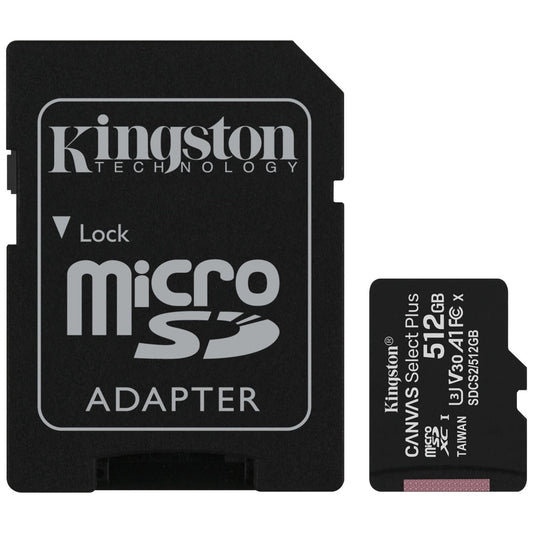 Pamäťová karta Kingston Canvas Select Plus microSDXC Kingston Canvas Select Plus, 512Gb, Class 10 / UHS-1 U3, s adaptérom SDCS2/512GB