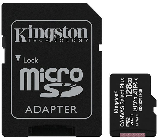 Pamäťová karta Kingston Canvas Select Plus Android A1 microSDXC Kingston Canvas Select Plus Android A1, 128Gb, Class 10 / UHS-1 U1, s adaptérom SDCS2/128GB