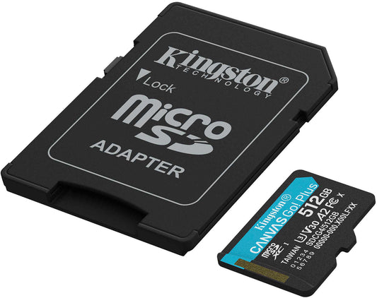 Pamäťová karta microSDXC Kingston Canvas Go Plus Android A2, 512Gb, Trieda 10 / UHS-1 U3, S adaptérom SDCG4/512GB