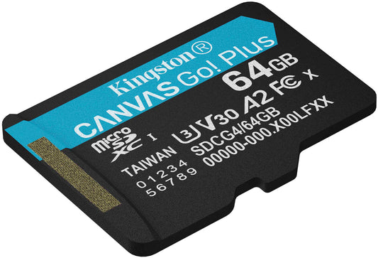 Pamäťová karta microSDXC Kingston Canvas Go Plus Android A2, 64Gb, Trieda 10 / UHS-1 U3 SDCG4/64GBSP