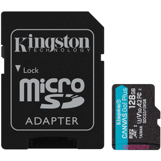 Pamäťová karta Kingston Canvas Go Plus microSDXC Kingston Canvas Go Plus, 128Gb, Class 10 / UHS-1 U3, s adaptérom SDCG3/128GB