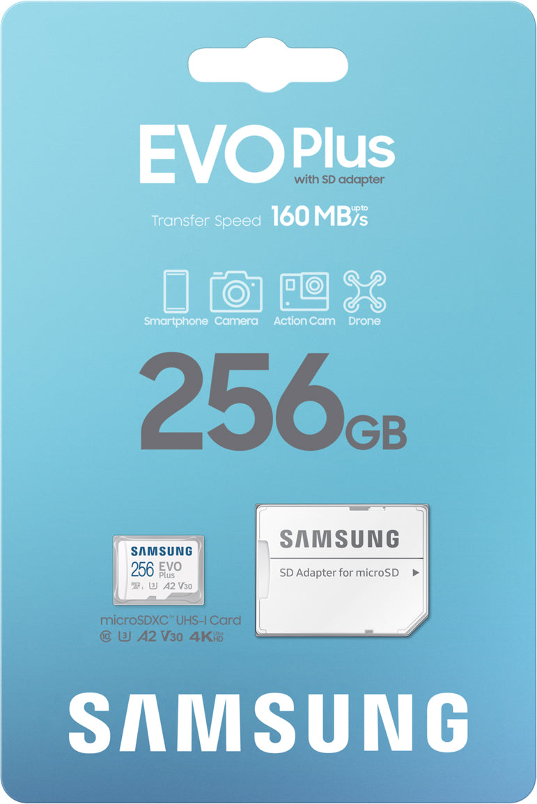 Pamäťová karta microSDXC Samsung Evo Plus, 256Gb, Trieda 10 / UHS-1 U3, S adaptérom MB-MC256SA/EU