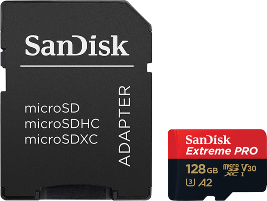 Pamäťová karta microSDXC SanDisk Extreme Pro, 128Gb, Trieda 10 / UHS-1 U3, S adaptérom SDSQXCD-128G-GN6MA