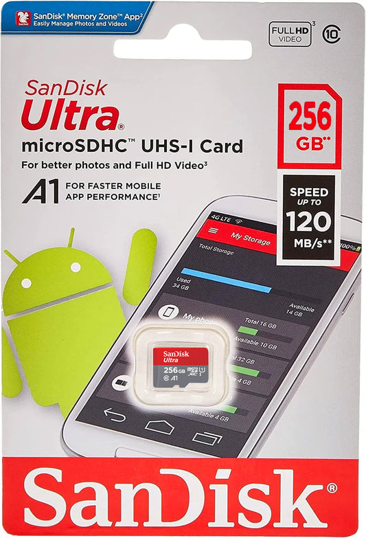 Pamäťová karta microSDXC SanDisk Ultra Android A1, 256Gb, Trieda 10 / UHS-1 U1 SDSQUAC-256G-GN6MN