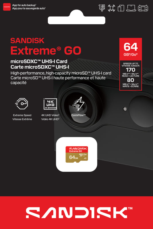 Pamäťová karta microSDXC SanDisk Extreme GO Android A2, 64GB, Trieda 10 / UHS-1 U1 SDSQXGN-064G-GN6MN