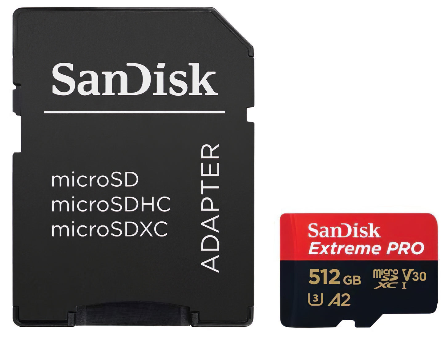 Pamäťová karta microSDXC SanDisk Extreme Pro, 512Gb, Trieda 10 / UHS-1 U3, S adaptérom SDSQXCD-512G-GN6MA