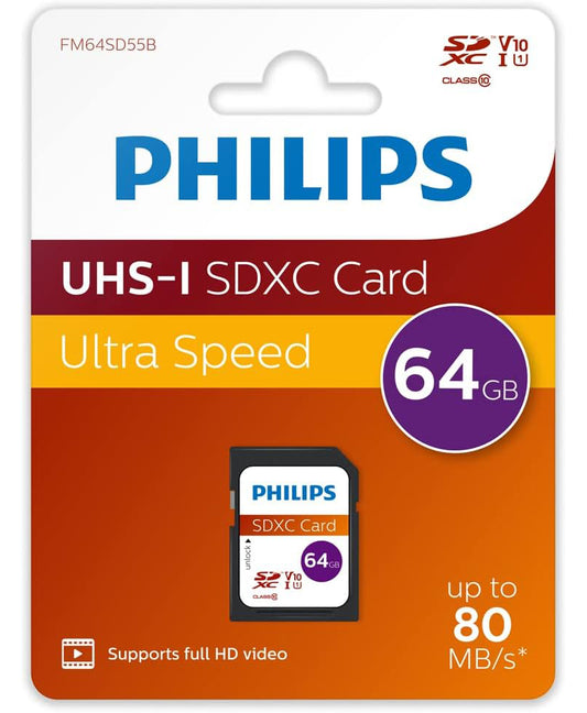 Pamäťová karta SDXC Philips, 64Gb, Trieda 10 / UHS-1 U1 FM64SD55B/00