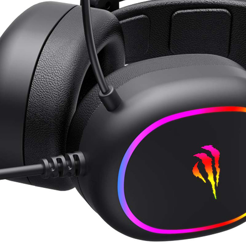 Slúchadlá na hranie 3.5mm HAVIT H2016d, RGB, 2m, Čierne