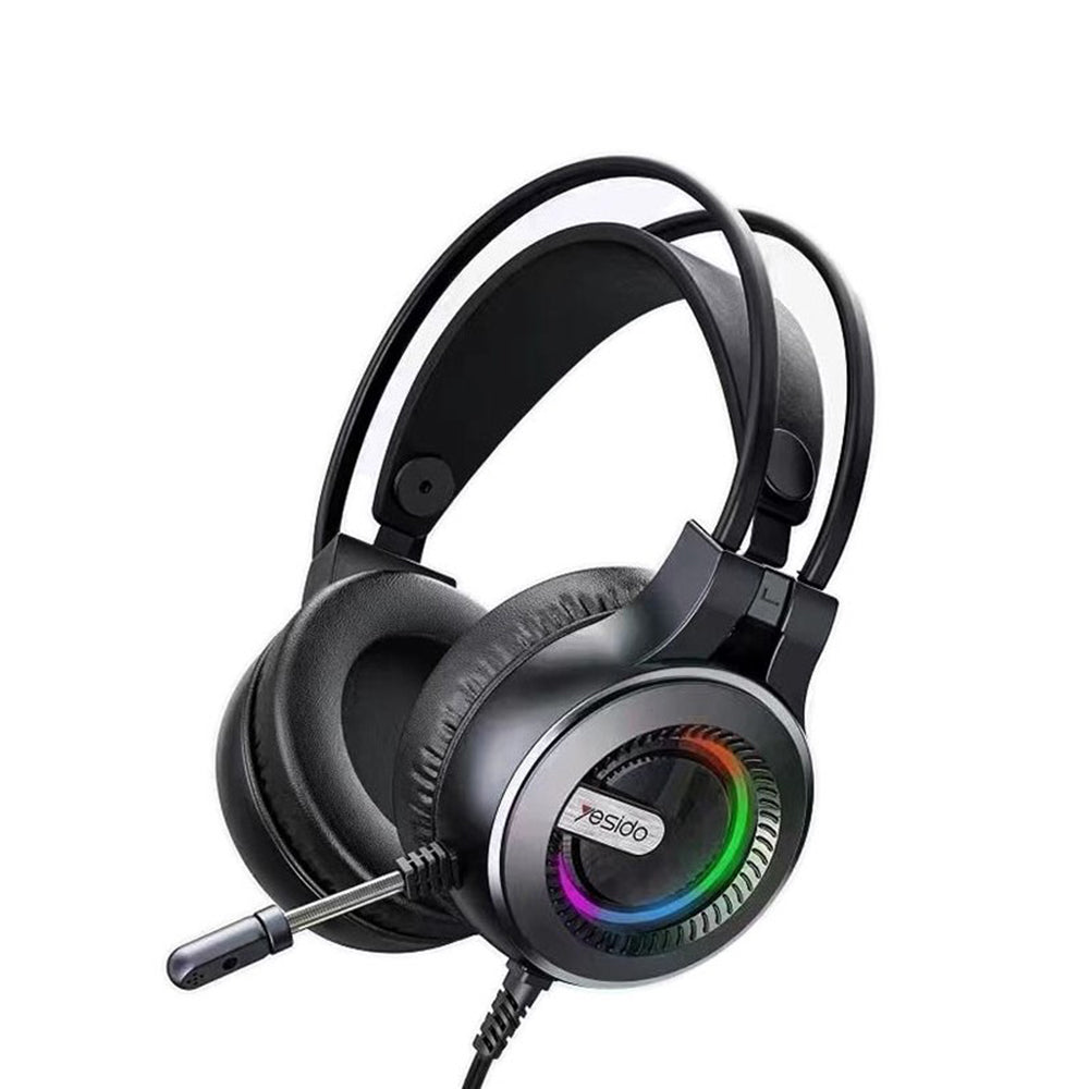 Slúchadlá na hranie 3.5mm Yesido EK02, RGB, 2.2m, Čierne