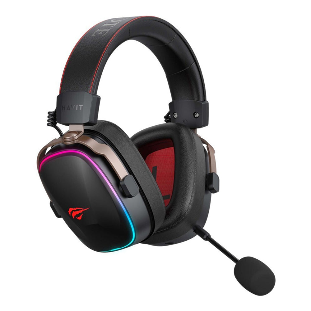 Bezdrôtové herné slúchadlá HAVIT H2039BG, RGB, BT / Wi-Fi / Káblové, Čierno-okrové