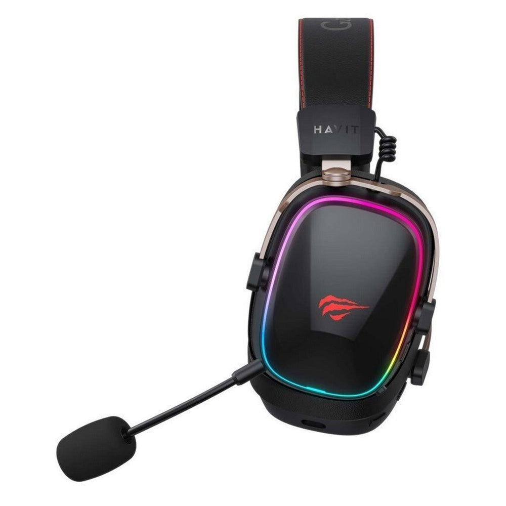 Bezdrôtové herné slúchadlá HAVIT H2039BG, RGB, BT / Wi-Fi / Káblové, Čierno-okrové